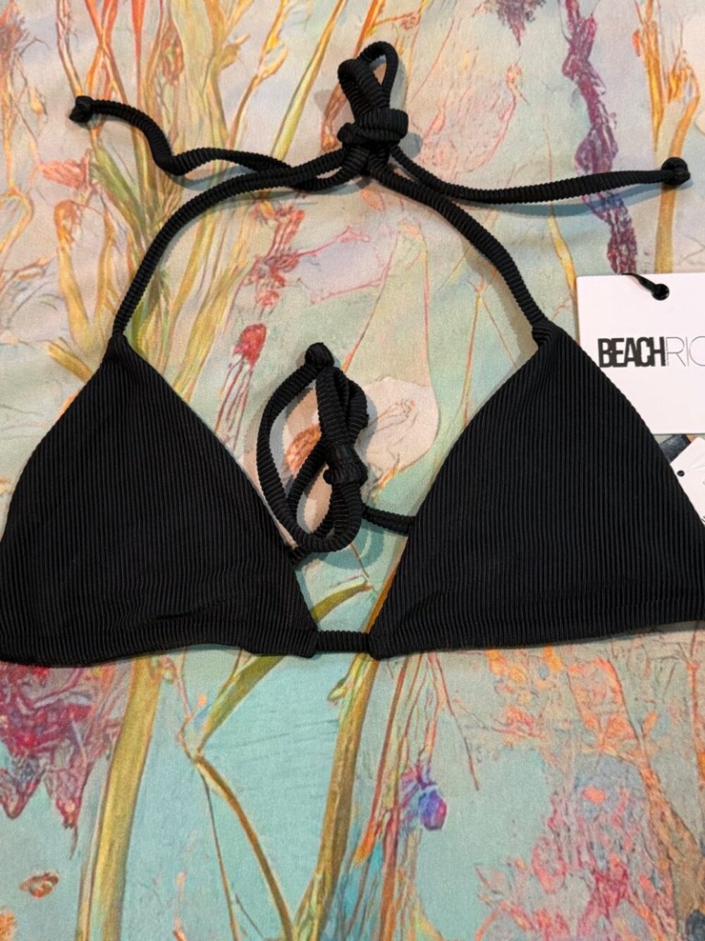 🖤 Beach Riot Winona Ribbed Triangle Bikini Top | Black | Size S | NWT - Picture 2 of 7